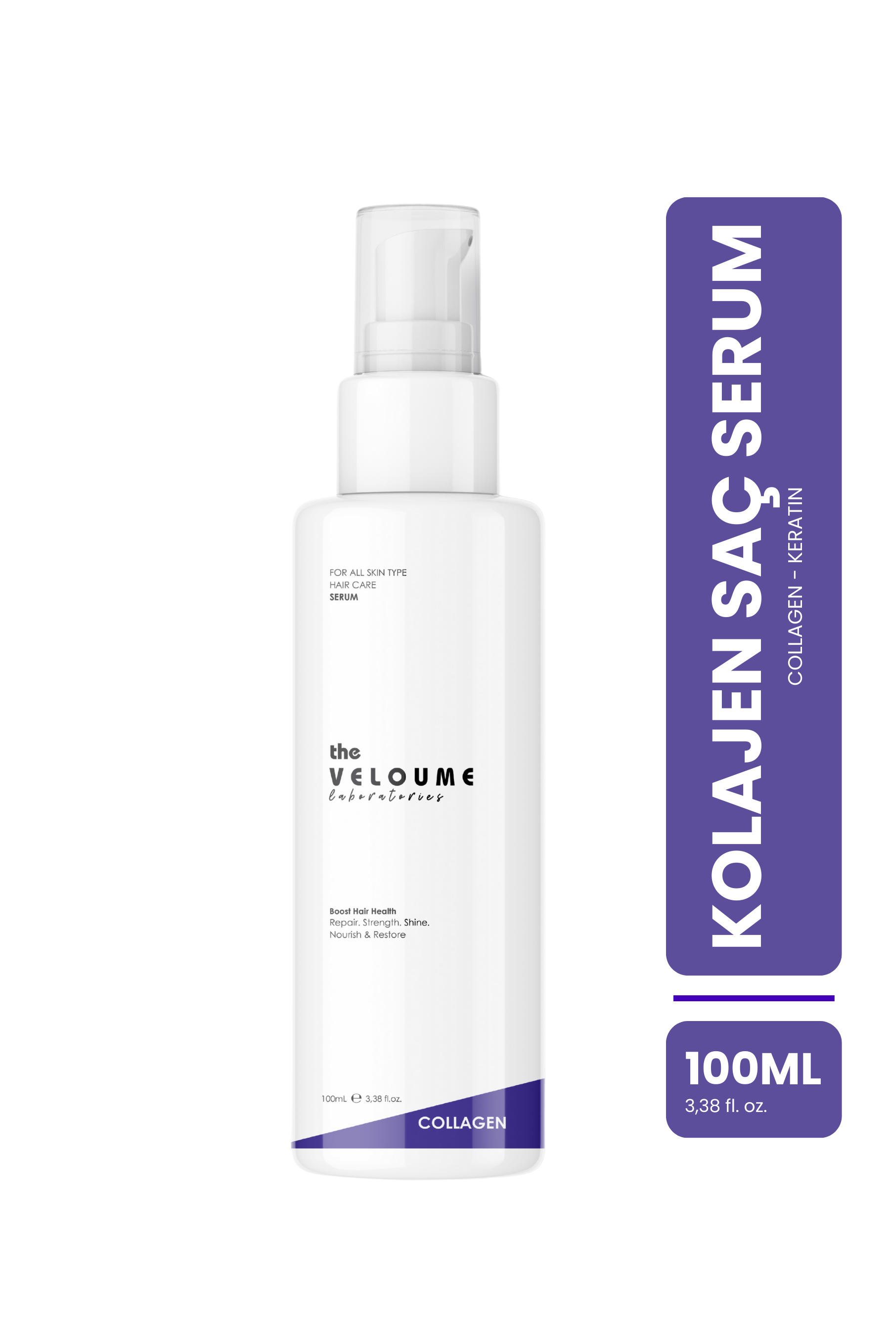 Kolajen Saç Bakım Serumu, Keratin Saç Serumu, Dökülme Karşıtı, 100ml (Collagen 1% + Keratin 2%)