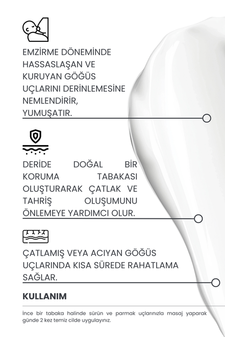 Nemlendirici Lanolin Göğüs Bakım Kremi, Göğüs Ucu Kremi, 100ml