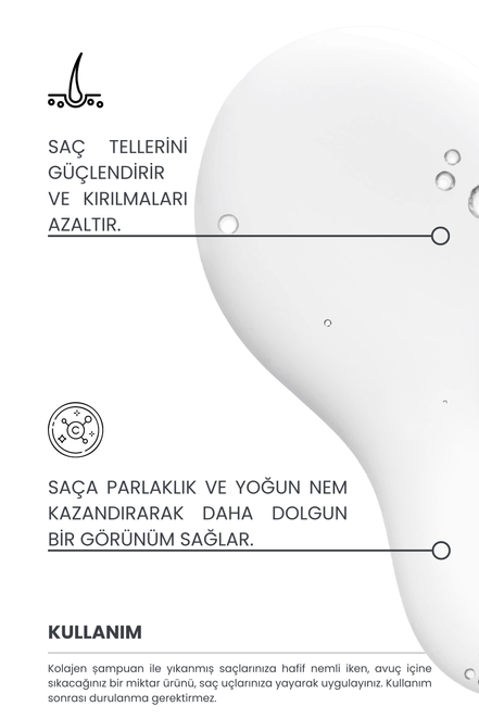 Kolajen Saç Bakım Serumu, Keratin Saç Serumu, Dökülme Karşıtı, 100ml (Collagen 1% + Keratin 2%)