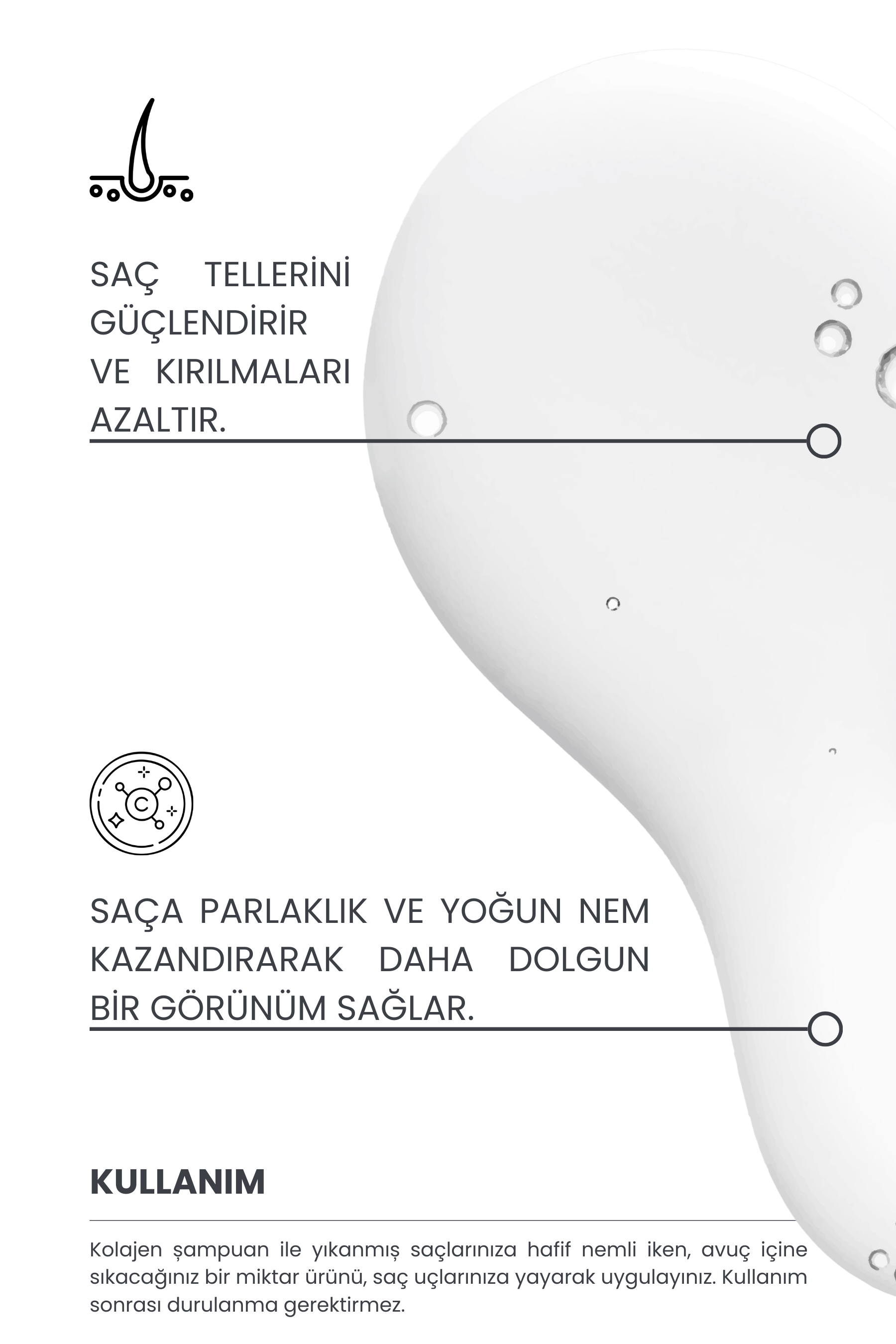 Kolajen Saç Bakım Serumu, Keratin Saç Serumu, Dökülme Karşıtı, 100ml (Collagen 1% + Keratin 2%)