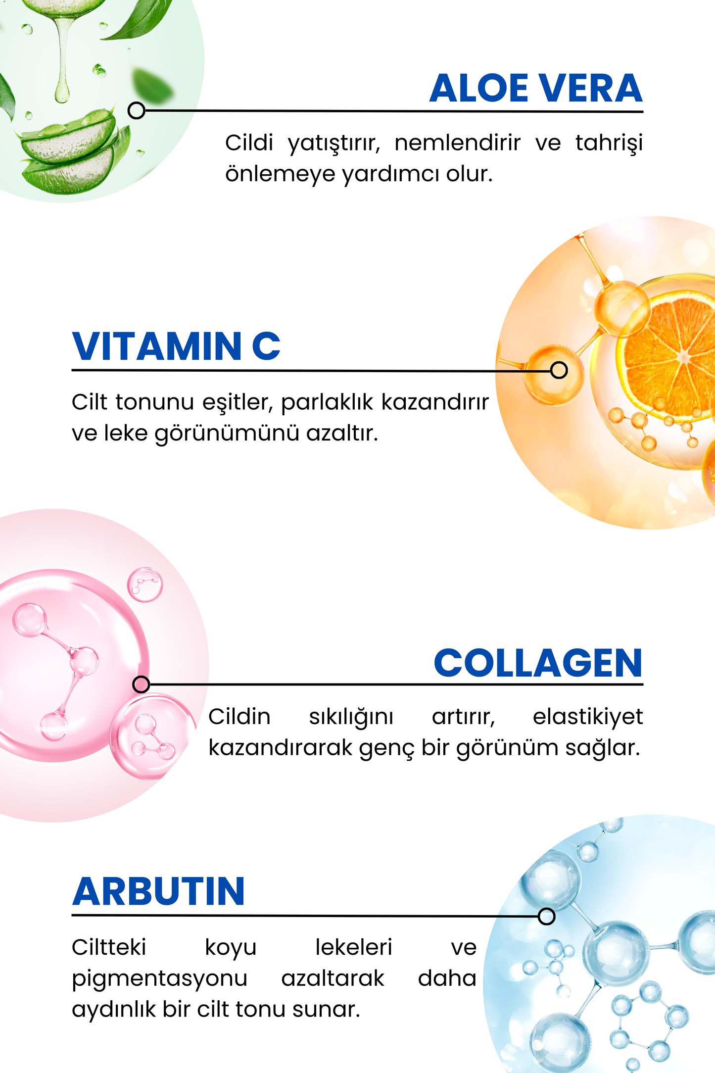 Leke Karşıtı Cilt Bakım Serumu, Cilt Lekesi Giderici, 30ml (Arbutin 2% + C Vitamini 10% + Kolajen)