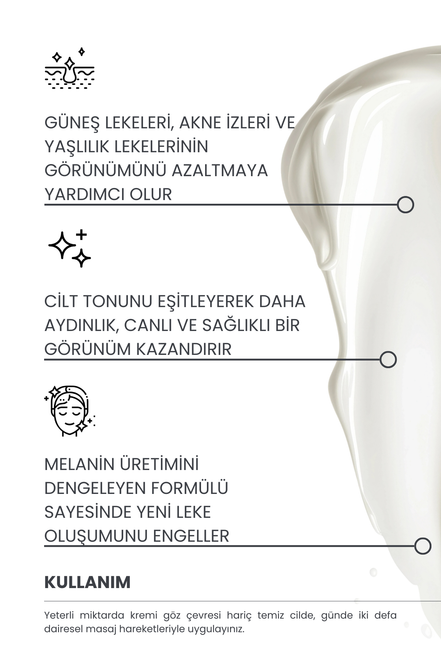 Leke Karşıtı Cilt Bakım Kremi, Cilt Lekesi Giderici, 50ml (Arbutin 2% + C Vitamini 10% + Kolajen)