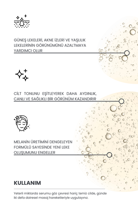 Leke Karşıtı Cilt Bakım Serumu, Cilt Lekesi Giderici, 30ml (Arbutin 2% + C Vitamini 10% + Kolajen)