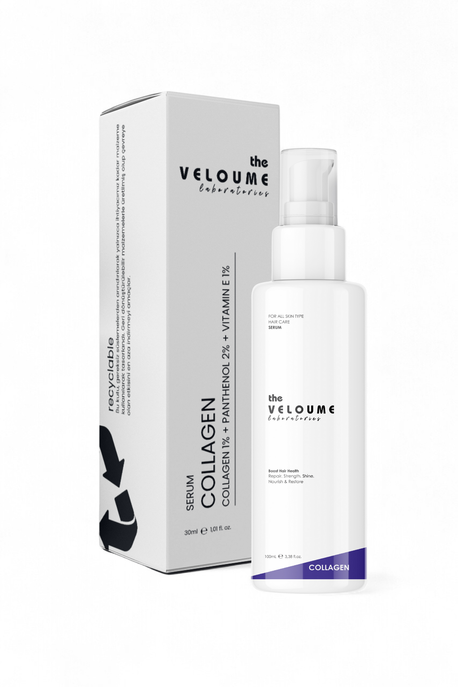 Kolajen Saç Bakım Serumu, Keratin Saç Serumu, Dökülme Karşıtı, 100ml (Collagen 1% + Keratin 2%)