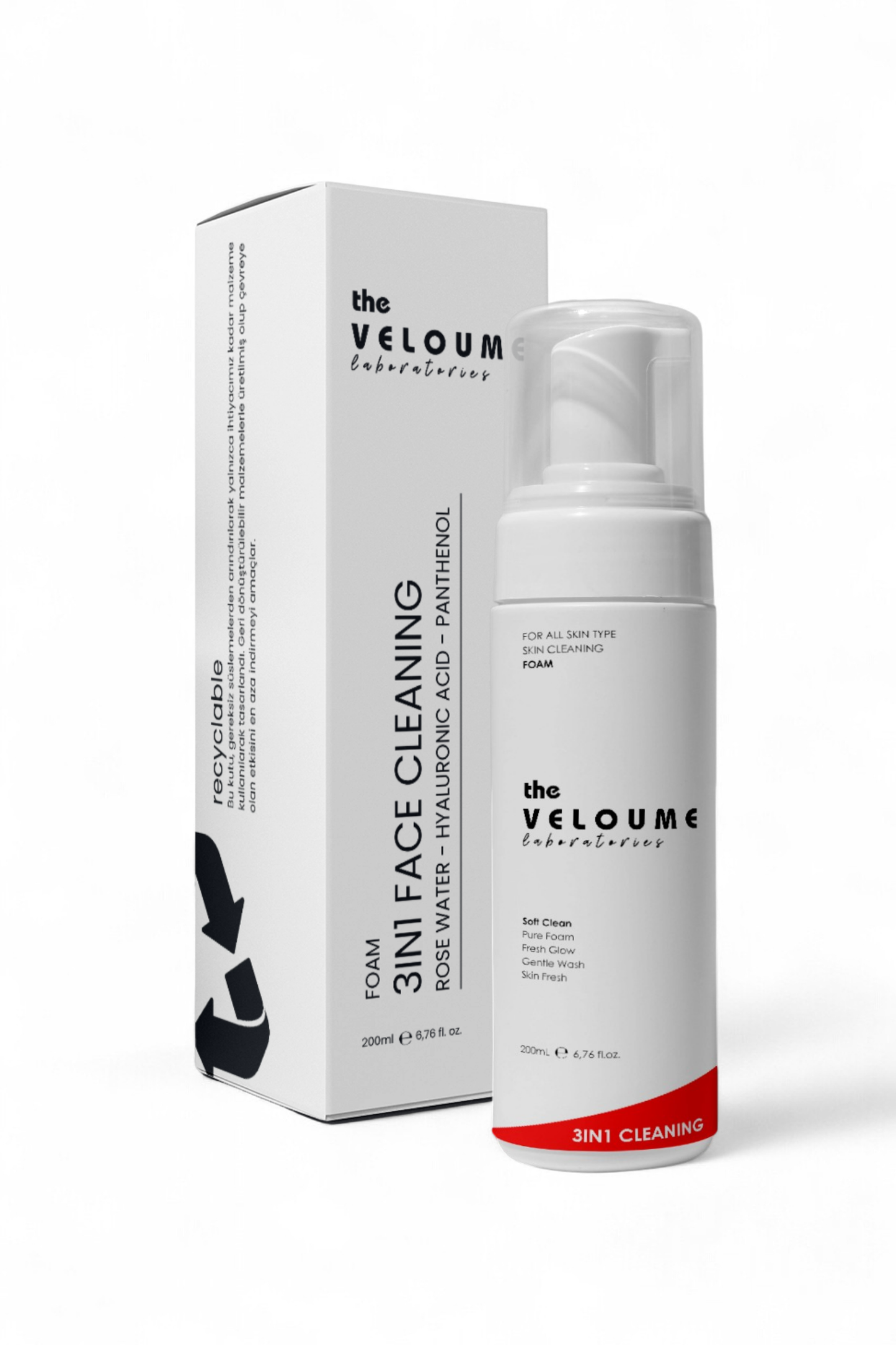 3 Aktif Yüz Temizleme Köpüğü, Gözenek Sıkılaştırıcı, 200ml (Hyaluronic Acid - Panthenol)